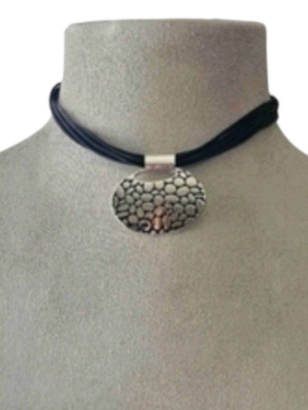 Napier Silver Tone Pebbled Oval Pendant
